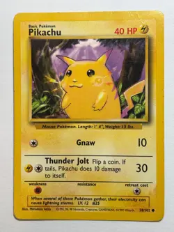 Pokemon Card - Pikachu Base Set Unlimited 58/102 Common - Image 1
