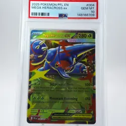 MEGA HERACROSS EX 2025 Pokemon "PHANTASMAL FLAMES" #004 HOLO DOUBLE RARE PSA 10 - Image 1