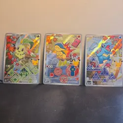 Pokemon 1st Partner Illustration Series 2 Chikorita, Cyndaquil, Totodile - SET - Image 1