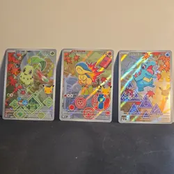 Pokemon 1st Partner Illustration Series 2 Chikorita, Cyndaquil, Totodile - SET - Image 2