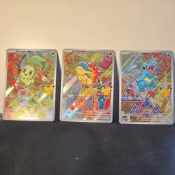 Pokemon 1st Partner Illustration Series 2 Chikorita, Cyndaquil, Totodile - SET - Image 3
