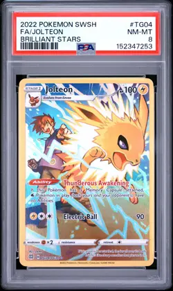 2022 POKEMON SWORD & SHIELD BRILLIANT STARS #TG04 FULL ART/JOLTEON PSA 8 - Image 1