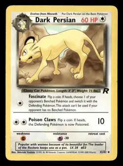 Dark Persian - 42/82 - Uncommon - Team Rocket - Pokemon Card - MP - Image 1