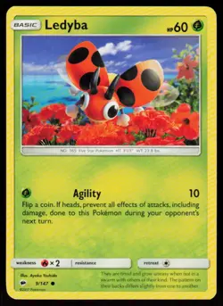 Ledyba 9/147 Common Burning Shadows Pokemon Near Mint - Image 1