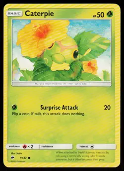 Caterpie 1/147 Common Burning Shadows Pokemon Near Mint - Image 1