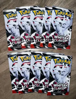 X10 Pokemon White Flare Pokemon Booster Pack 100 Total Cards (10 Packs) SEALED - Image 1