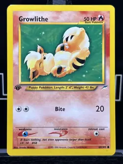 Pokemon GROWLITHE 68/105 Neo Destiny 1st Edition Pokemon Card LP Regular WOTC - Image 3