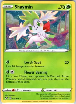 Shaymin 015/185 NM Cosmo Holo Rare – 2020 Pokemon TCG Vivid Voltage Card - Image 1