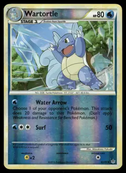 Pokemon Cards Wartortle 42/95 Reverse Holo HGSS Unleashed Uncommon LP - Image 1