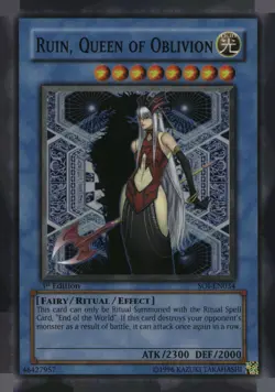 Ruin, Queen of Oblivion SOI-EN034 Shadow of Infinity Yu-Gi-Oh 1st Edition NM - Image 1