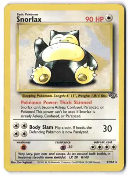Pokemon Card - Snorlax 27/64 Unlimited Rare - Jungle - MP - Image 1