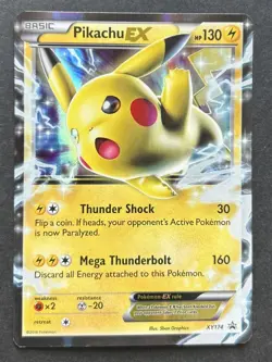 Pokemon Card Pikachu EX XY174 Ultra Rare XY Black Star Promo STANDARD SIZE MP - Image 1