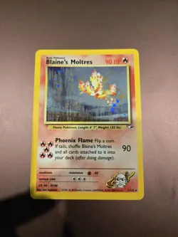 Pokemon TCG Blaine's Moltres 1/132 Gym Heroes Unlimited Holo Rare WOTC - LP+ - Image 1