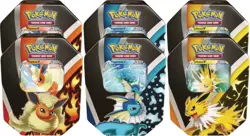 Sealed Case of 6 Pokemon Eevee Evolutions Tins Flareon, Jolteon , & Vaporeon 820650809057 - Image 1