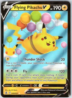 Flying Pikachu V 006/025 Holo V Rare Celebrations Pokemon NM - Image 1