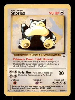 Snorlax 30/130 Rare Base Set 2 Pokemon Damaged - Image 1