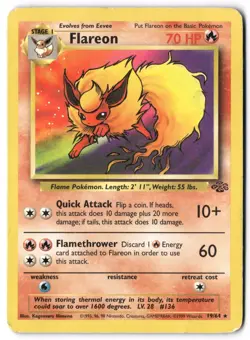 Pokemon Card - Flareon 19/64 Unlimited Non Holo Rare - Jungle - MP 3 - Image 1