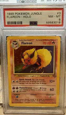 Pokemon TCG Flareon Jungle 3/64 Holo Unlimited Holo Rare PSA 8 - Image 1