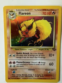 Pokemon TCG Flareon Jungle 3/64 Holo Unlimited Holo Rare - Image 1
