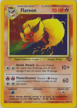 Pokemon TCG Flareon Jungle 3/64 Holo Unlimited Holo Rare - Image 1