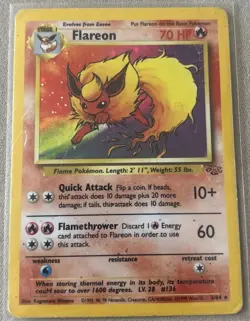 Pokemon TCG Flareon Jungle Holo Card 3/64 Unlimited Rare MP - Image 1