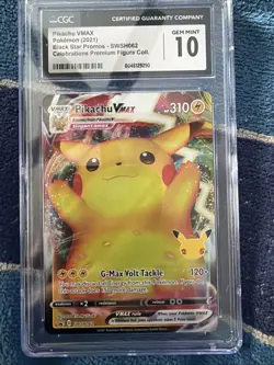 Pokemon Pikachu TCG VMAX Promo SWSH062 Full Art CGC 10 Gem Mint - Image 1