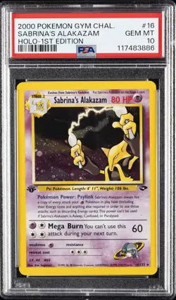 2000 POKEMON GYM CHALLENGE HOLO-1ST EDITION #16 SABRINA'S ALAKAZAM PSA 10 - Image 1