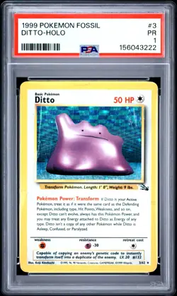1999 POKEMON TCG - FOSSIL DITTO 03/62 - HOLO #3 PSA 1 Rare Low Pop - Image 1