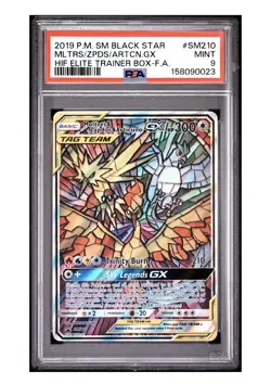 2019 POKEMON SM BLACK STAR PROMO FULL ART/MOLTRES & ZAPDOS & ARTICUNO GX PSA 9 - Image 2