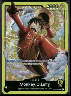 One Piece Monkey.D.Luffy (001) L ST-29 ST29-001 Foil NM - Image 1