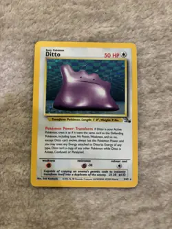 Pokemon TCG Ditto 3/62 Fossil Holo Rare Unlimited English 1999 50 HP WOTC - Image 1