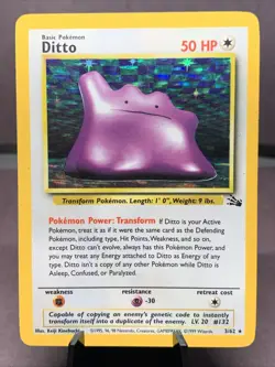 Pokemon TCG Ditto 3/62 Holo Rare Fossil Set Unlimited WOTC VTG 1999 - Image 1