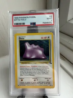 PSA 9 Ditto 3/62 Holo Rare Fossil Set 1999 Pokemon TCG - Image 1