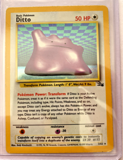 Ditto RARE HOLO 3/62 Fossil WOTC 1999 Pokemon Card TCG - Image 1