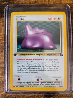 1999 Pokemon TCG Fossil Ditto 1st Edition Holo Rare 3/62 - Image 1