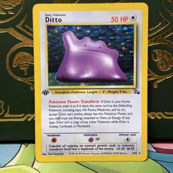 Pokemon TCG 1st Edition Ditto Holo Rare 3/62 1999 Vintage Fossil LP - - Image 1