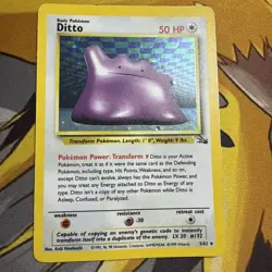 Pokemon TCG Ditto 3/62 Fossil Unlimited Holo Rare Vintage 1999 WOTC - HP - Image 1