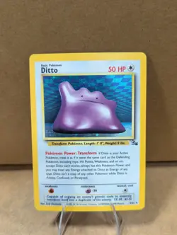 Pokemon TCG Ditto Fossil 3/62 Holo 1999-2000 Wizards Base Set Copyright Holo - Image 1