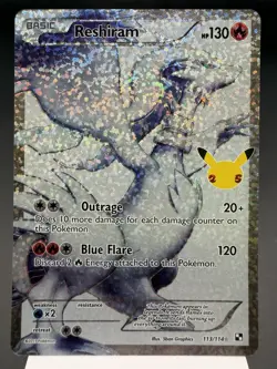 Reshiram 113/114 - Full Art Ultra Rare - Celebrations Pokemon Card NM - Image 1