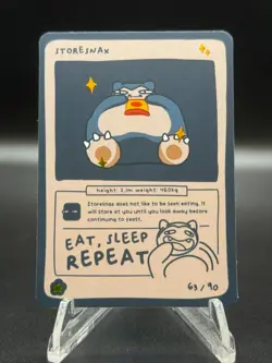 Pokedoodles Storesnax 63/90 - Rare Card - Parody Snorlax Fan Art - No-Scalp Set - Image 1
