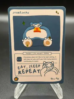 Pokedoodles Storesnax 63/90 - Rare Card - Parody Snorlax Fan Art - No-Scalp Set - Image 2