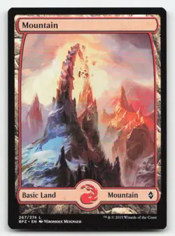 Mountain (267) - Full Art 267 Land Battle for Zendikar Magic: The Gathering NM - Image 1