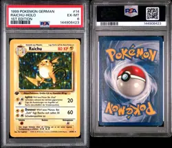 1999 Pokemon Base Set 1.Edition Raichu PSA 6 Near Mint #14 Deutsch - Image 1