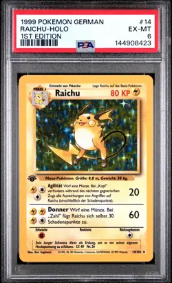 1999 Pokemon Base Set 1.Edition Raichu PSA 6 Near Mint #14 Deutsch - Image 2