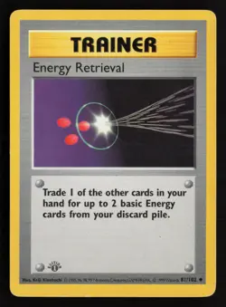 Energy Retrieval 81/102 Uncommon Base Set Shadowless Pokemon 1st Edition LP - Image 1