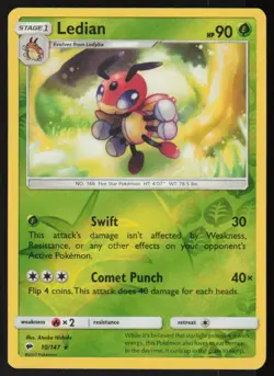 Ledian 10/147 Rare Burning Shadows Pokemon Reverse Holo Lightly Played - Image 1
