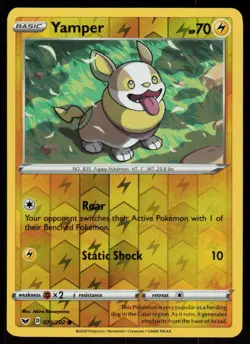 Yamper 073/202 Common Sword & Shield Pokemon Reverse Holo Lightly Played - Image 1