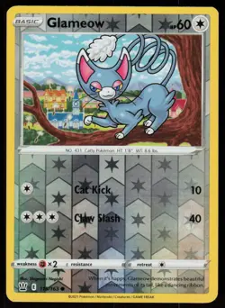 Glameow 115/163 Common Battle Styles Pokemon Reverse Holo Lightly Played - Image 1