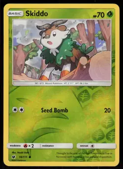 Skiddo 10/111 Common Crimson Invasion Pokemon Reverse Holo Lightly Played - Image 1