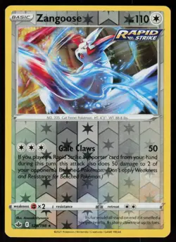 Zangoose 120/198 Rare Chilling Reign Pokemon Reverse Holo Lightly Played - Image 1